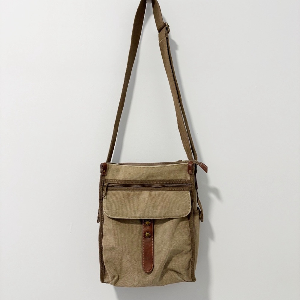 Cargoit Hailey Canvas Crossbody Shoulder Bag Purse‎ Tan